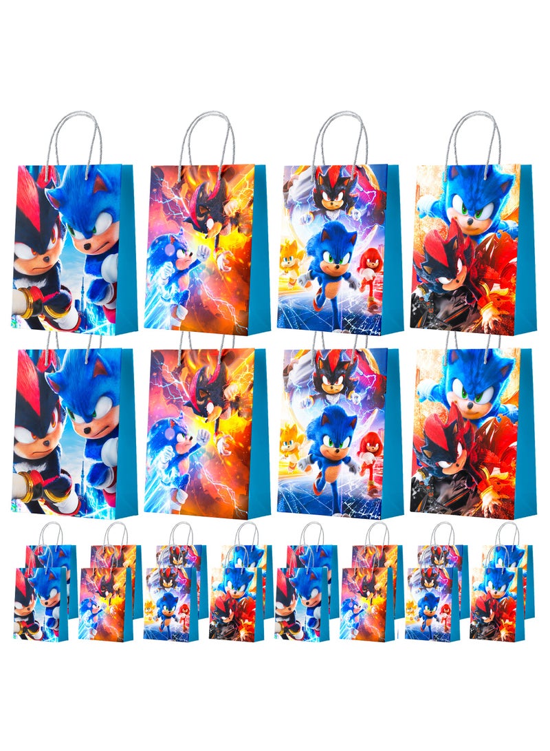 ILovhaprty Sonic Favor Bags, 16pcs Sonic Party Bags, Sonic Gift Bags, Sonic Candy Bags, Sonic Goodie Bags for Boys/Girls Kids Sonic Themed Birthday Party Decoration Supplies - Image 1
